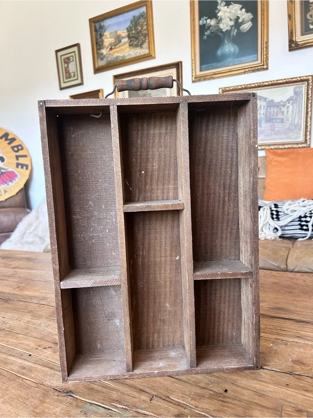 Vintage antique Wooden drawer Compartment Shelf - display decor staging
